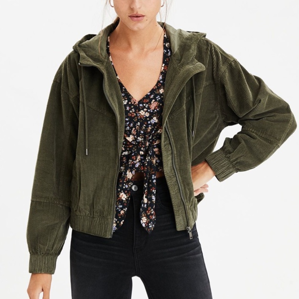 NWT AE Corduroy Hooded Jacket